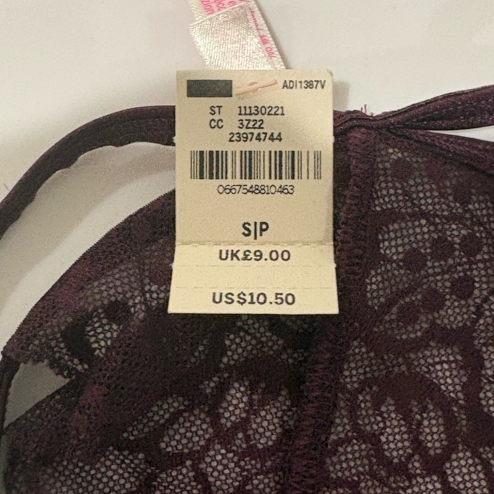 PINK Victoria's Secret Deep Plum Lace Thong - Picture 3 of 3